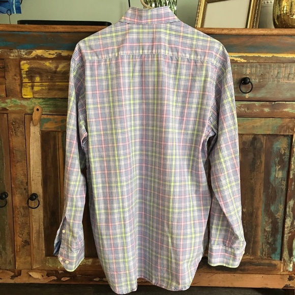 Tailorbyrd Men’s Pastel Plaid Multicolor Cotton Button Down Shirt Large - Picture 2 of 10